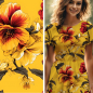 Preview: Reststück 130 cm, Bio Viskosejersey mit Überbreite (Stoffbreite ca. 170 cm): Eigenproduktion Yellow Fire  - von Graustufen-Stoffe